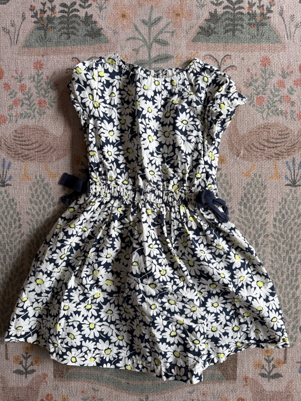 J. Crew Crewcuts Navy Blue / White Floral Daisy Side Tie Dress size 6